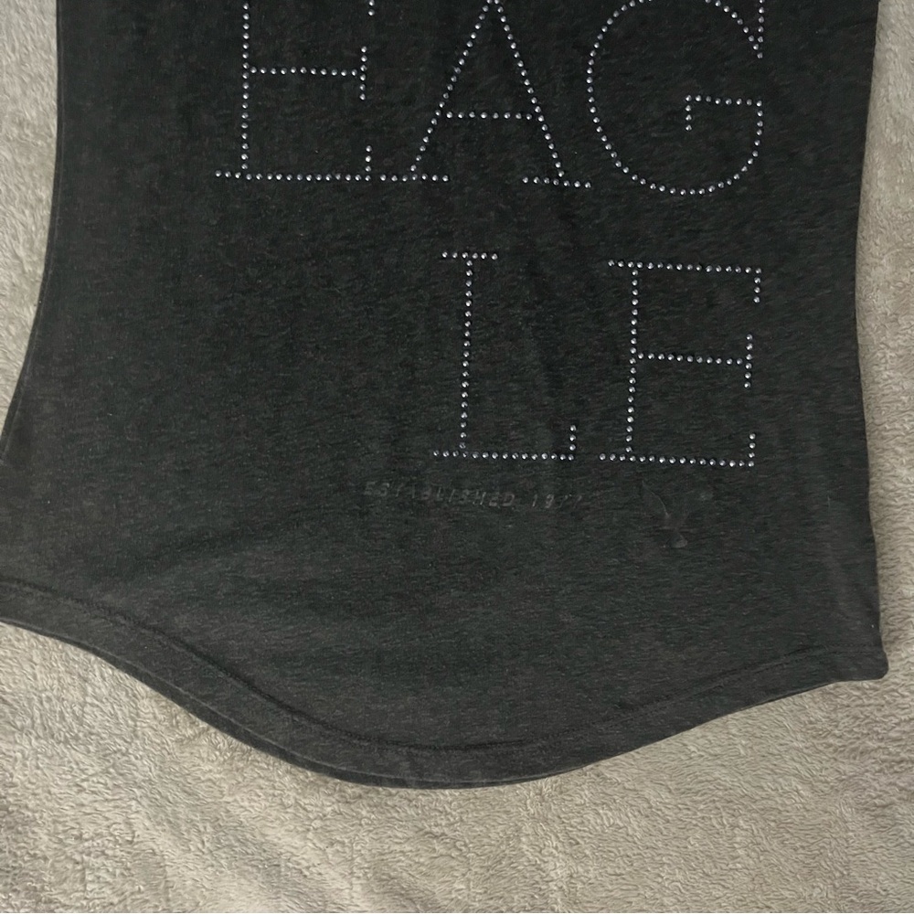 American Eagle Gray Logo Tee Three Quarter Sleeve Fitted Tee size XS - Picture 5 of 7